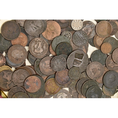 81 - TWO BISCUIT TINS CONTAINING SOME EARLY COPPER COINS, DIOCLETIAN ROMAN COINS, A SMALL PARCEL OF SILVE... 