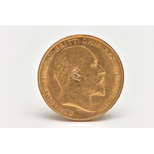 84 - A HIGH GRADE EDWARD VII 1908 FULL GOLD SOVEREIGN 22.05mm, Dia 7.988 grams, 916.6 fine