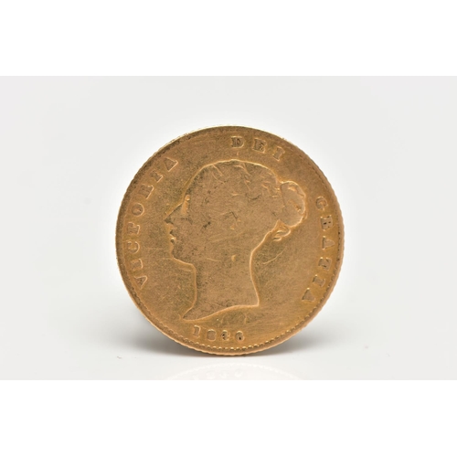 85 - A WORN GOLD HALF SOVEREIGN VICTORIA SHIELD BACK 1846