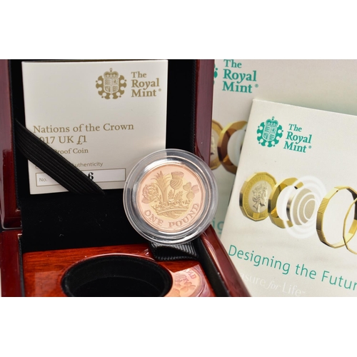 91 - A ROYAL MINT DESIGNING THE FUTURE NATIONS OF THE CROWN GOLD PROOF ONE POUND COIN, 22ct, 0.916 fine r... 