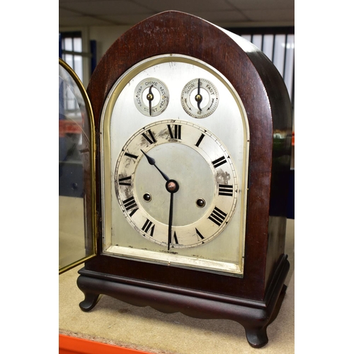 352 - AN H.A.C MANTEL CLOCK MADE IN WURTTEMBERG GERMANY, early 20th Century with key and pendulum, in a Go... 