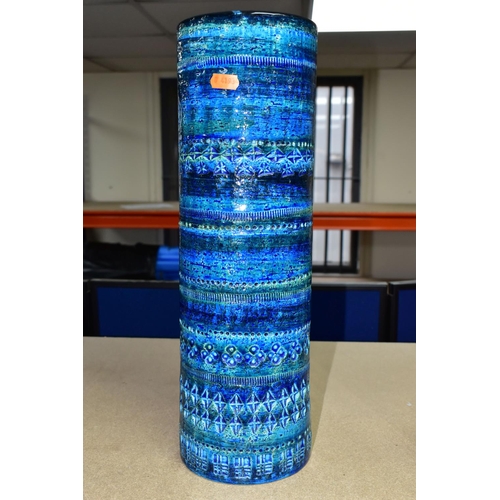 354 - AN ALDO LONI BITOSSI BLU RIMINI SERIES VASE, marked H69/42 and signed on the base, cylinder form in ... 