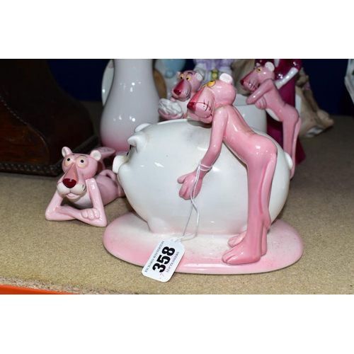 358 - SIX PINK PANTHER ORNAMENTS, from the Pink Panther Collection exclusively distributed by Royal Orlean... 