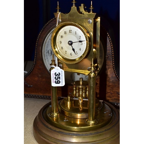 359 - A GUSTAV BECKER TORSION CLOCK WITH GLASS DOME, stamped on the back 3760 Medaille d'or, together with... 