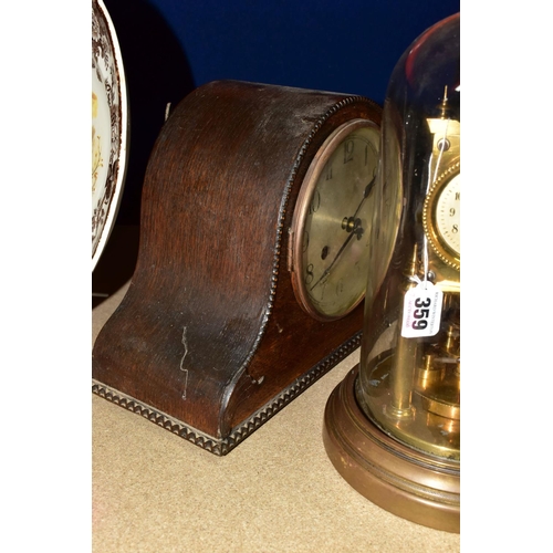 359 - A GUSTAV BECKER TORSION CLOCK WITH GLASS DOME, stamped on the back 3760 Medaille d'or, together with... 