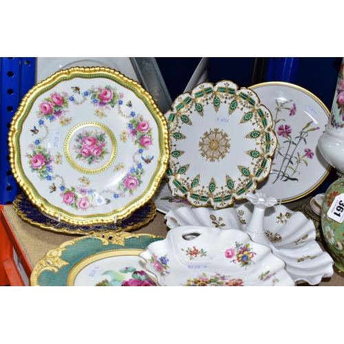 361 - A GROUP OF TEN CERAMICS AND CABINET PLATES, comprising an early 20th Century Royal Doulton Lambeth s... 