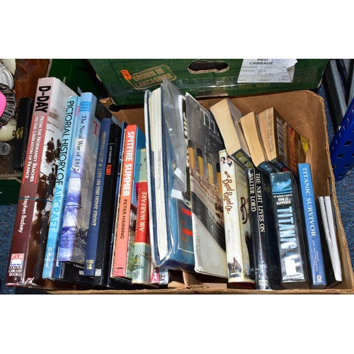 364 - FIVE BOXES OF ASSORTED BOOKS, over one hundred English history and miscellaneous books comprising Na... 