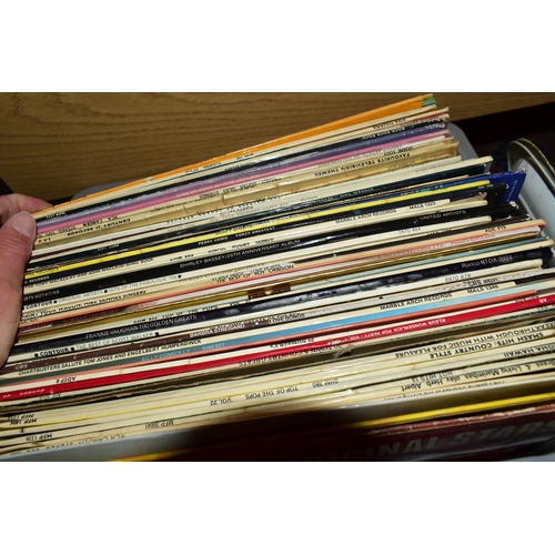 377 - FIVE BOXES OF L.P RECORDS, BOOKS AND VINTAGE STUDIO POTTERY, to include eight volumes of Reader's Di... 