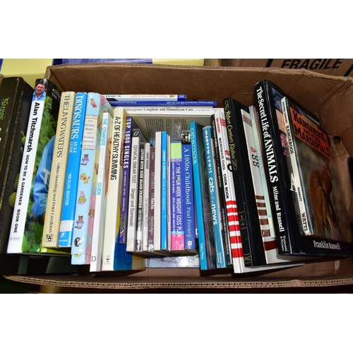 381 - FIVE BOXES OF ASSORTED BOOKS AND MAPS, approx. sixty books including railways, steam trains, Times P... 