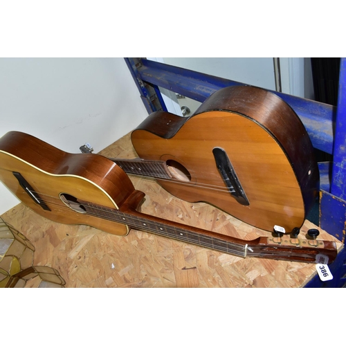 386 - TWO CLASSIC ACOUSTIC GUITARS, a 1950's Florida guitar made in Germany (two missing strings, missing ... 