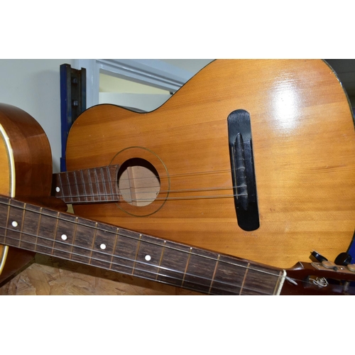 386 - TWO CLASSIC ACOUSTIC GUITARS, a 1950's Florida guitar made in Germany (two missing strings, missing ... 