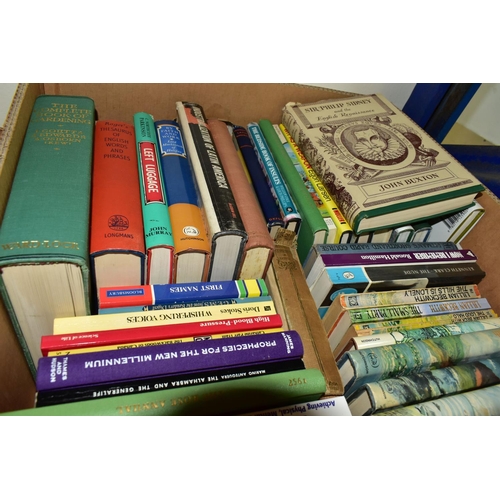 394 - SIX BOXES OF ASSORTED BOOKS, to include a 1902 paper back by Conan Doyle 'The War in South Africa', ... 