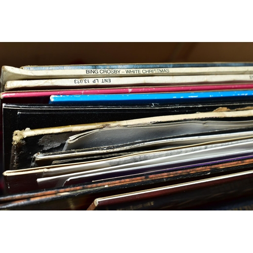 395 - SEVEN BOXES OF LP RECORDS, DVDS, BOOKS AND KERRANG MAGAZINES, to include a limited edition three tra... 