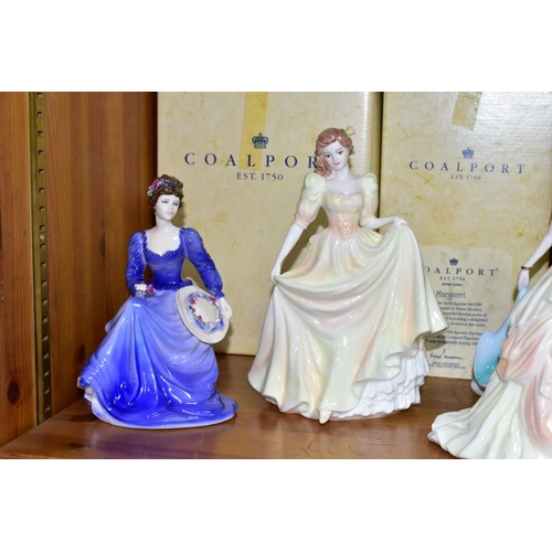 397 - FIVE BOXED COALPORT LADIES OF FASHION FIGURINES, comprising 'Anne' exclusively designed as the figur... 