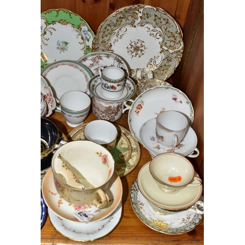 400 - A QUANTITY OF HAND PAINTED 19TH & 20TH CENTURY CHINA TEAWARES, comprising  a Rosenthal 'Winifred' cu... 