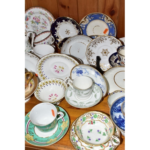 400 - A QUANTITY OF HAND PAINTED 19TH & 20TH CENTURY CHINA TEAWARES, comprising  a Rosenthal 'Winifred' cu... 