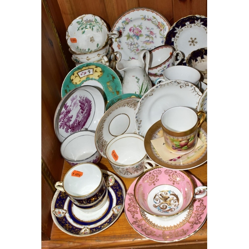 400 - A QUANTITY OF HAND PAINTED 19TH & 20TH CENTURY CHINA TEAWARES, comprising  a Rosenthal 'Winifred' cu... 