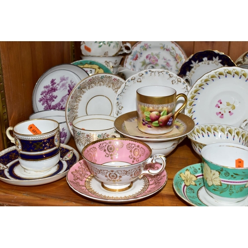 400 - A QUANTITY OF HAND PAINTED 19TH & 20TH CENTURY CHINA TEAWARES, comprising  a Rosenthal 'Winifred' cu... 