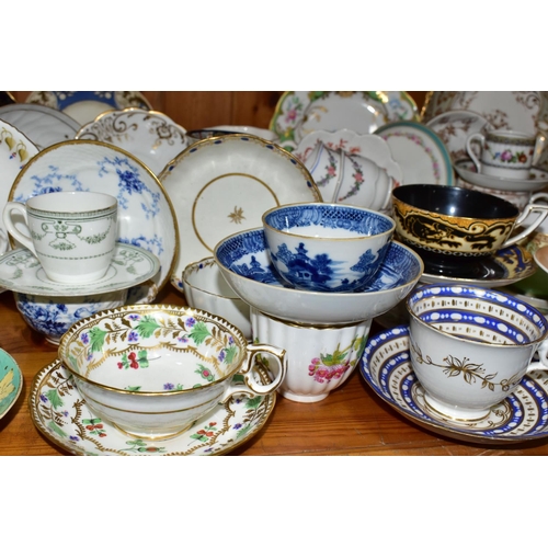 400 - A QUANTITY OF HAND PAINTED 19TH & 20TH CENTURY CHINA TEAWARES, comprising  a Rosenthal 'Winifred' cu... 