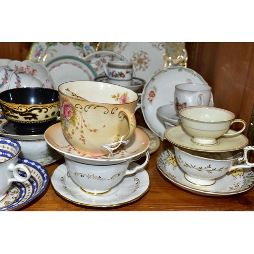 400 - A QUANTITY OF HAND PAINTED 19TH & 20TH CENTURY CHINA TEAWARES, comprising  a Rosenthal 'Winifred' cu... 