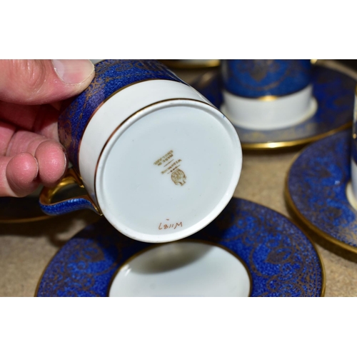 404 - A WEDGWOOD DEMITASSE COFFEE SET, comprising six coffee cans, six saucers, coffee pot, covered sugar ... 