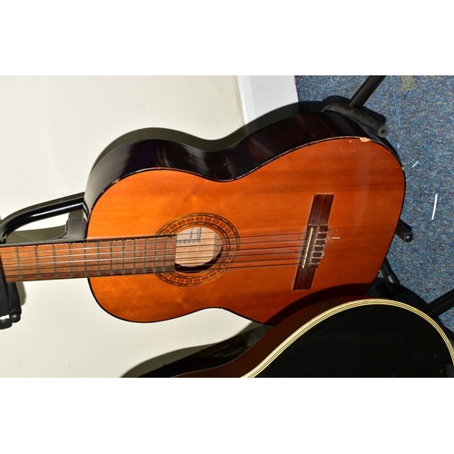 418 - AN ENCORE ACOUSTIC ELECTRIC ROUND BACK GUITAR, model number 7F-B, together with a Japanese Tantarra ... 