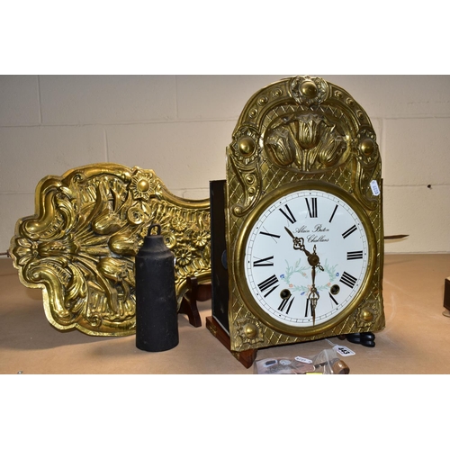 443 - A COMTOISE CLOCK, the white dial having black Roman numerals, and signed 'Alain Briton, Chablans', d... 