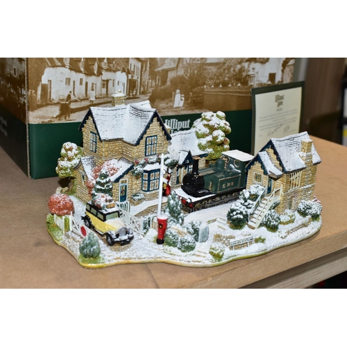 445 - TWO BOXED LARGE LILLIPUT LANE SCULPTURES, comprising special edition exclusive Winter At High Ghyll,... 