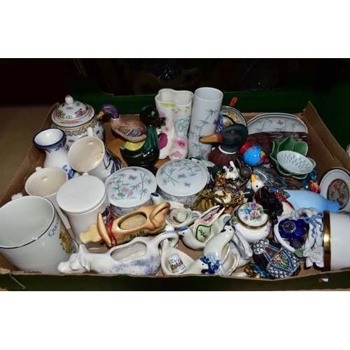 448 - SIX BOXES OF CERAMICS, GLASS WARES AND SUNDRY ITEMS, to include a Denby Regency Green teapot, coffee... 