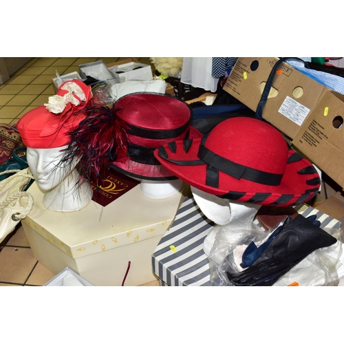 471 - A QUANTITY OF LADIES' CLOTHING, SHOES AND ACCESSORIES ETC, to include a red Frank Usher evening dres... 