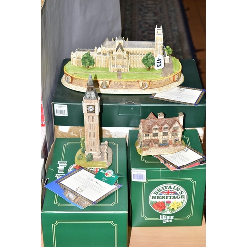 473 - THREE BOXED LILLIPUT LANE SCULPTURES FROM BRITIANS HERITAGE COLLECTION, all with deeds, comprising W... 