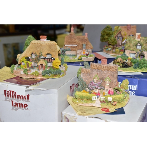 475 - FIVE BOXED LILLIPUT LANE SCULPTURES FROM ANNIVERSARY COLLECTION, all with deeds and leaflets, compri... 