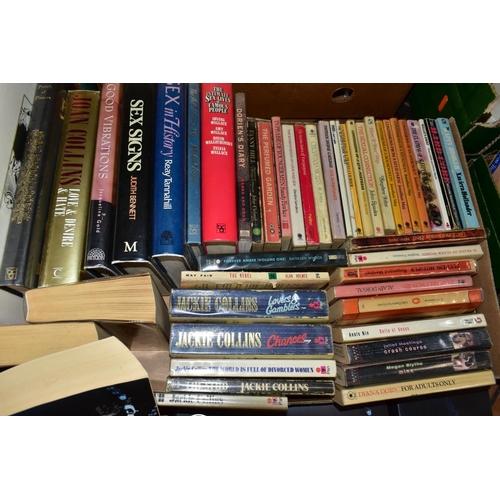 478 - SIX BOXES OF BOOKS, CDS AND DVDS, approximately one hundred and fifty books, titles to include ficti... 