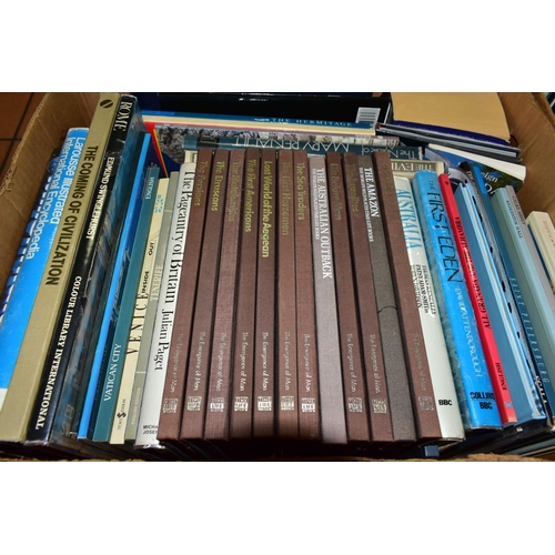 478 - SIX BOXES OF BOOKS, CDS AND DVDS, approximately one hundred and fifty books, titles to include ficti... 