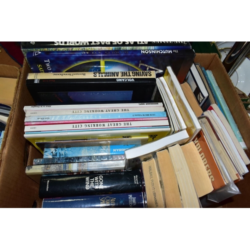 478 - SIX BOXES OF BOOKS, CDS AND DVDS, approximately one hundred and fifty books, titles to include ficti... 