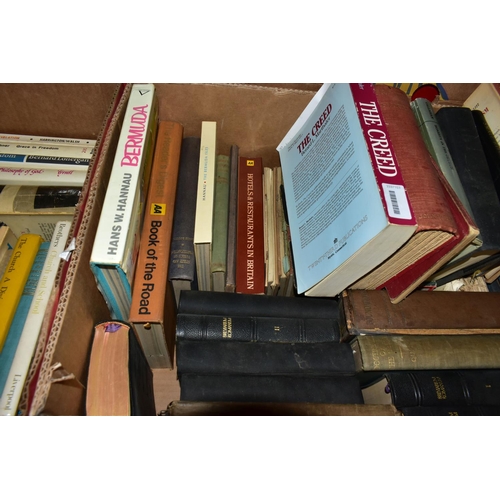 490 - BOOKS, five boxes containing approximately 200 - 210 titles in hardback and paperback format, subjec... 