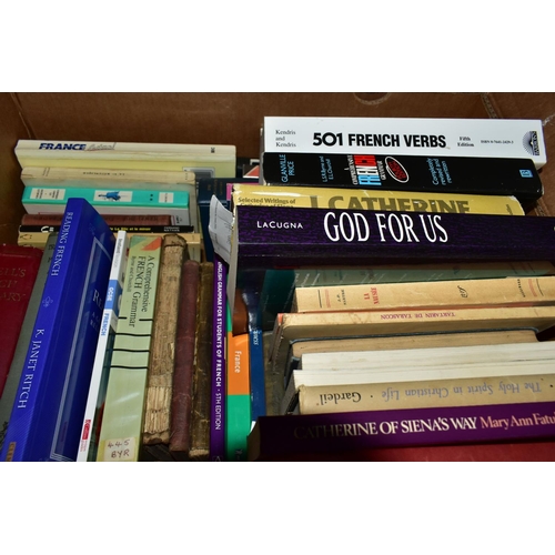 490 - BOOKS, five boxes containing approximately 200 - 210 titles in hardback and paperback format, subjec... 