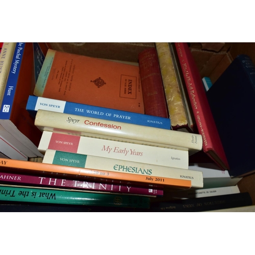 492 - BOOKS, five boxes containing approximately 120 - 130 titles in hardback and paperback format, subjec... 