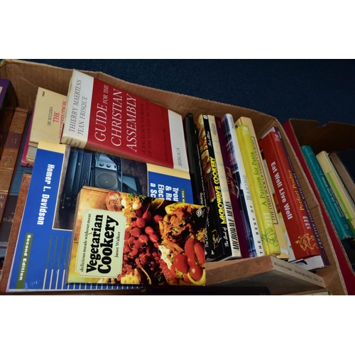 492 - BOOKS, five boxes containing approximately 120 - 130 titles in hardback and paperback format, subjec... 