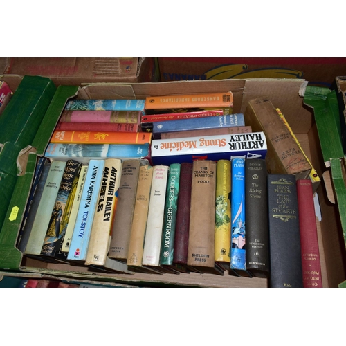 497 - BOOKS, seven boxes conytaining approximately 230 - 240 titles in hardback and paperback format, subj... 