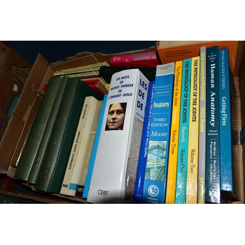 498 - BOOKS, six boxes containing approximately 200 - 220 titles in hardback and paperback format, subject... 