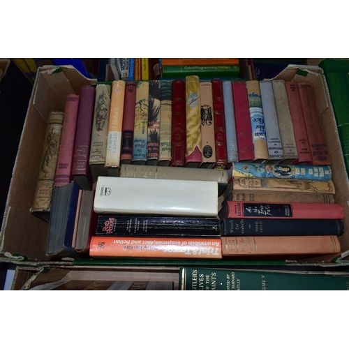 499 - BOOKS, four boxes containing approximately 100 - 120 titles in hardback and paperback format, subjec... 