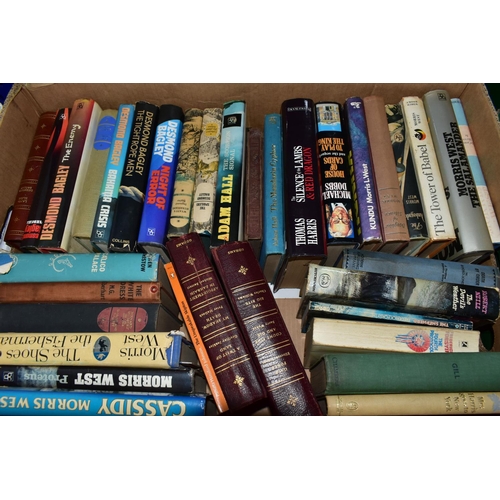 501 - BOOKS, six boxes containing approximately 200 titles in hardback and paperback formats subjects incl... 