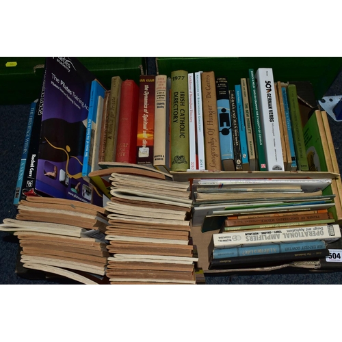 504 - BOOKS & RECORDS, five boxes comprising two boxes of over 200 LP records and singles, mostly from cla... 