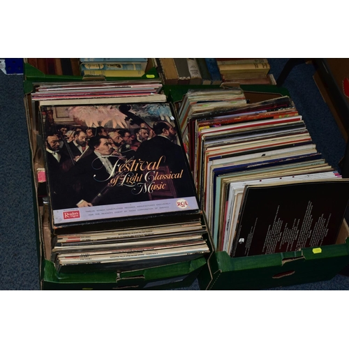 504 - BOOKS & RECORDS, five boxes comprising two boxes of over 200 LP records and singles, mostly from cla... 