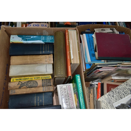 508 - BOOKS, five boxes of books containing 120-130 titles in hardback and paperback formats and one box c... 