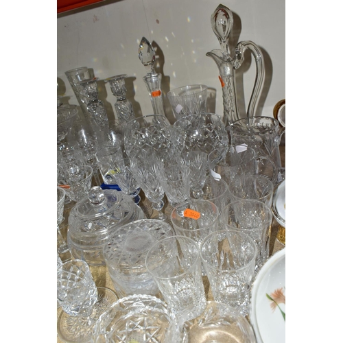 412 - A GROUP OF CUT CRYSTAL AND OTHER GLASS WARES, sixty to seventy pieces to include a cut crystal table... 