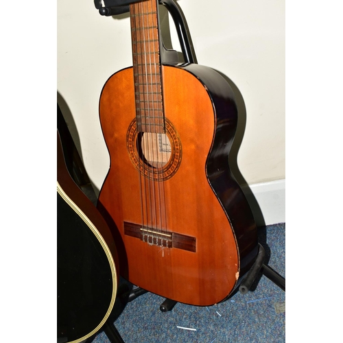 418 - AN ENCORE ACOUSTIC ELECTRIC ROUND BACK GUITAR, model number 7F-B, together with a Japanese Tantarra ... 