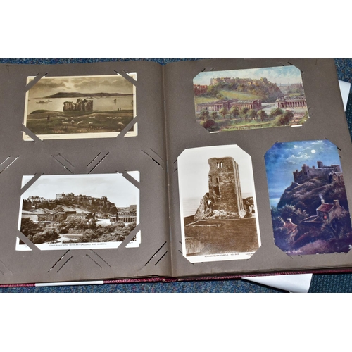 424 - THREE 20TH CENTURY POSTCARD ALBUMS, comprising two albums containing royal themed postcards - Corona... 