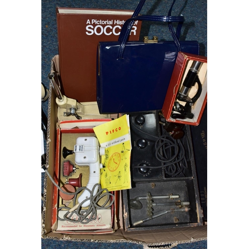 435 - A BOX OF ELECTRICAL AND MISCELLANEOUS ITEMS, to include a vintage Pifco Infra-Red and Radiant Heat l... 